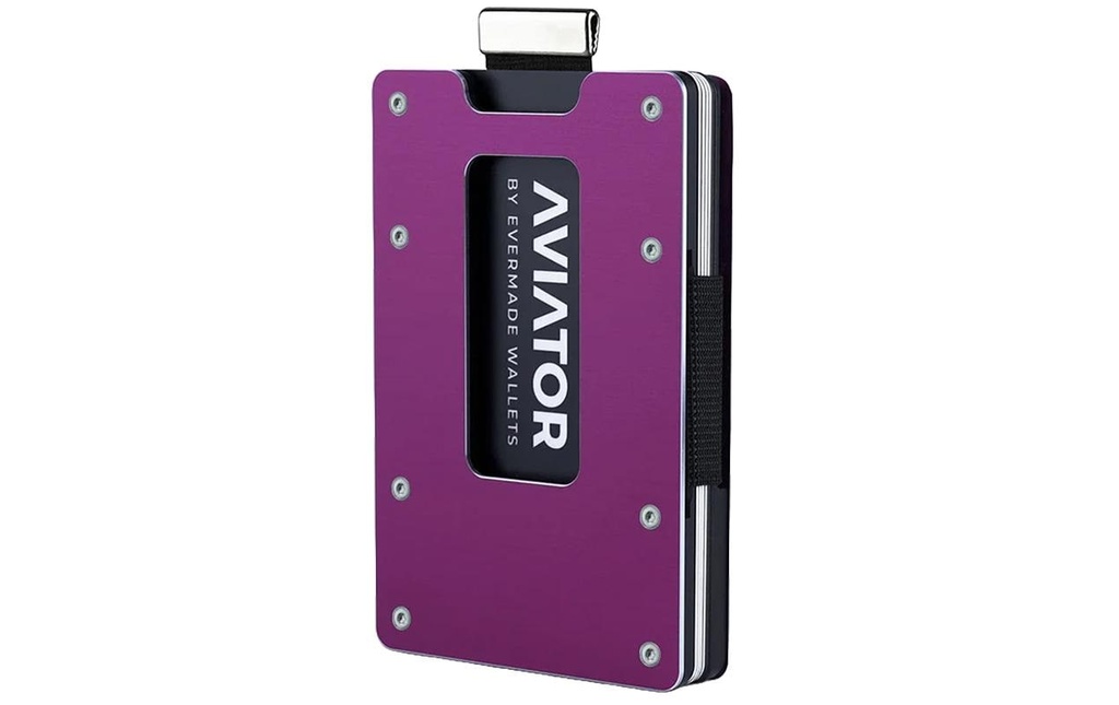 AVIATOR Portefeuille SLIDE Metal cash clip pourpre berry