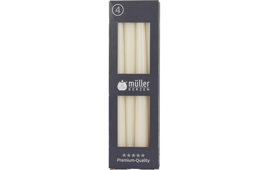müller Kerzen Kits de bougies lisse 24.5 cm x 2.2 cm, Vanille, 4 Pièce/s, Vanille