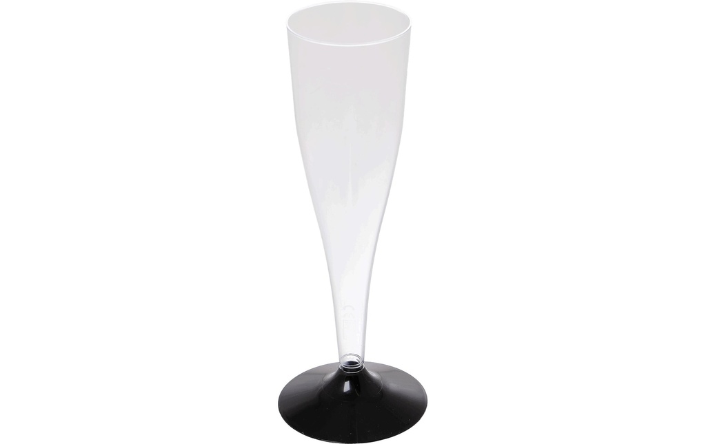 ELCO Verres à champagne jetable 1 dl, 20 Pièce/s, Transparent/Noir