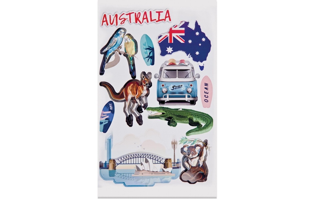 HobbyFun Autocollant à motif Australie 1 feuille