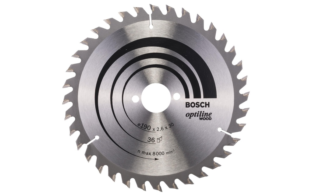 Bosch Professional Lame de scie circulaire Optiline Wood, 190 x 30 x 2.6 mm, Z 36