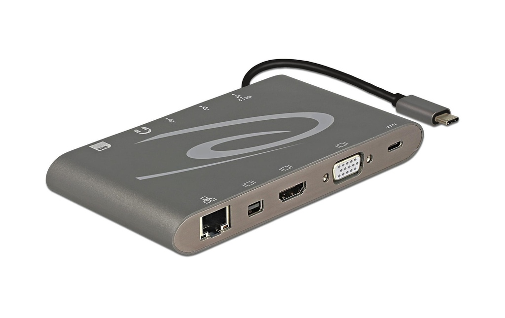 Delock Station d'accueil USB 3.1 Typ-C – HDMI/MiniDP/VGA//SD