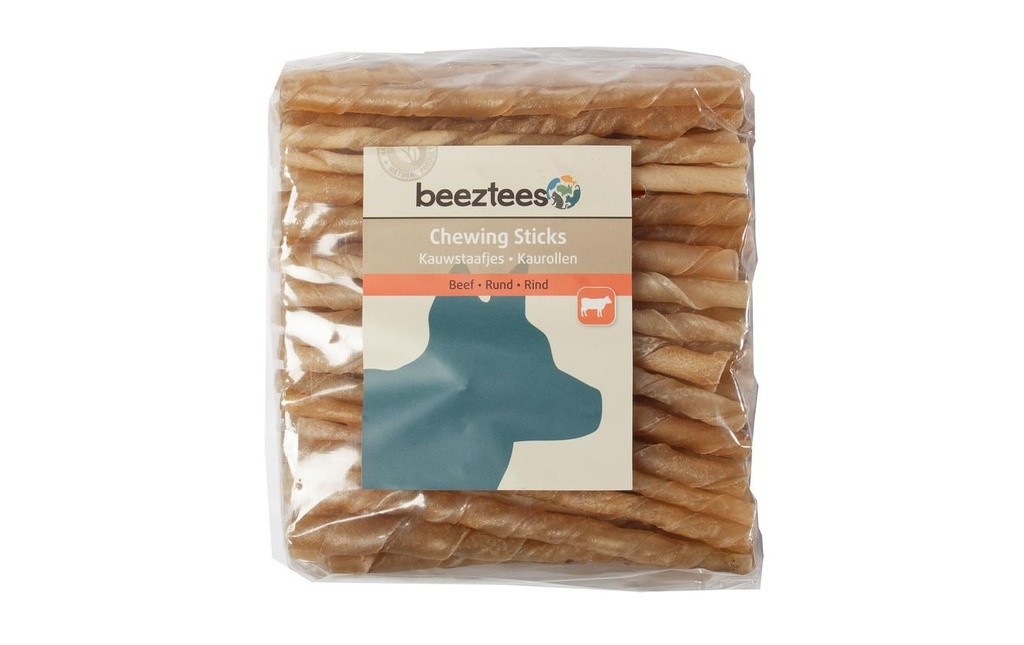 Beeztees Produit à mâcher  Peau de bœuf bâtonnets à mâcher 12.5 cm ø 7 - 8 mm, 100 pièces
