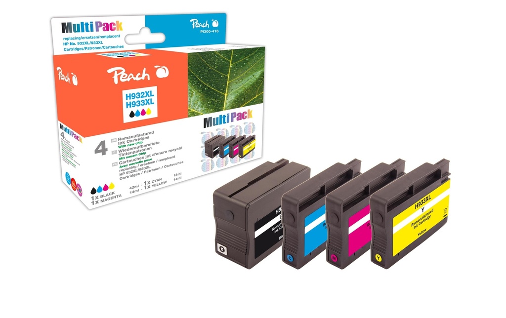 Peach Kits d’encre HP Nr. 932XL / 933XL BK, C, M, Y
