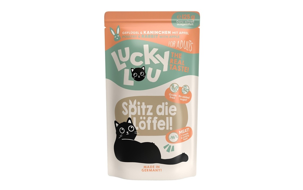 Lucky Lou Alimentation humide Lifestage Adult Volaille & Lapin, 125 g