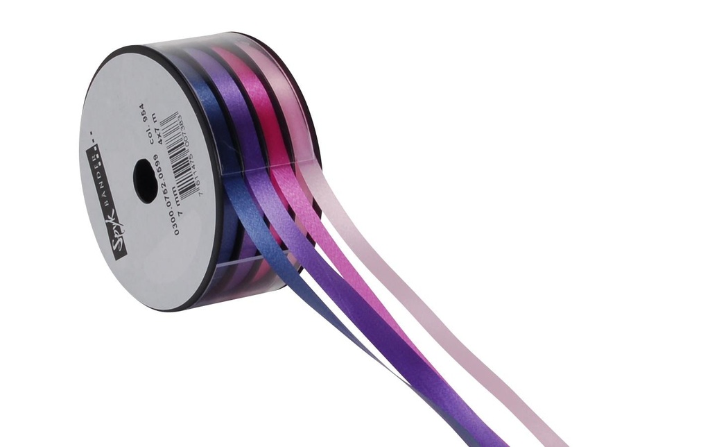 Spyk Ruban cadeau Bobine combinée 4 x 7 mm x 7 m, Violet/Rose