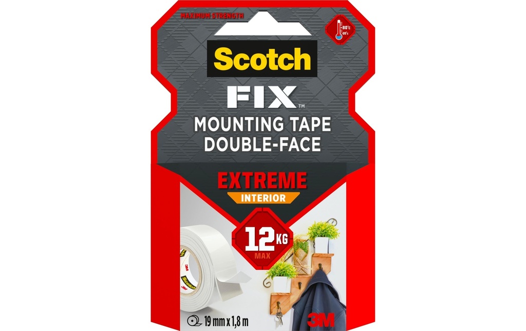 Scotch Bande de montage intérieur Extreme 19 mm x 1.8 m, Blanc