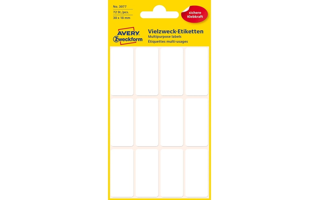Avery Zweckform Étiquettes multi-usage 38 x 18 mm, 6 feuille