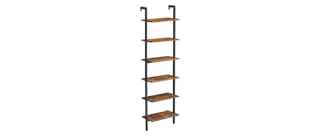 VASAGLE Étagère murale avec 10 niveaux 60 x 30 x 204,8 cm, Noir/Brun