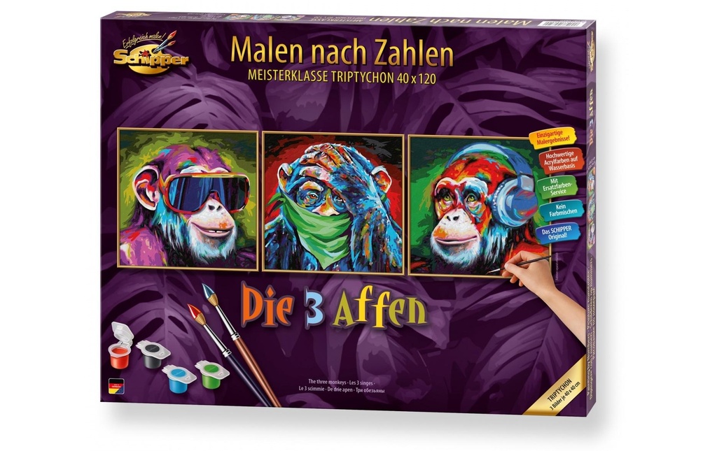 Schipper Peinture avec chiffres Les 3 singes