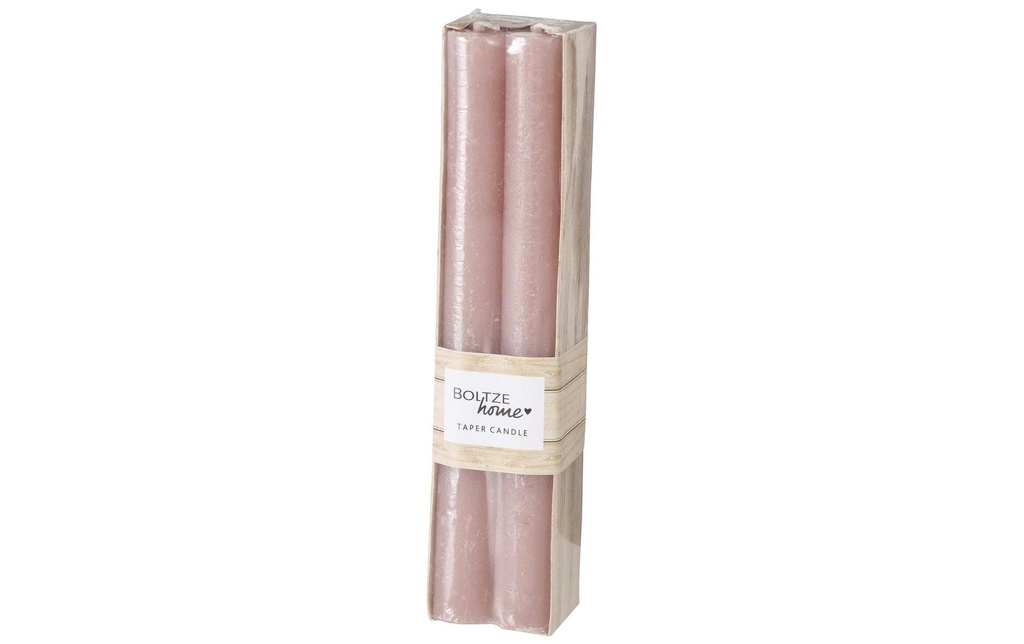 Boltze Bougie droite Melia 20 cm, rose clair, 4 pièces