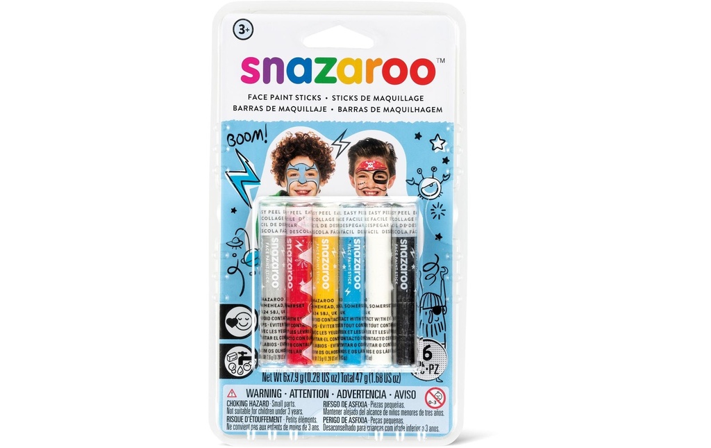 Snazaroo Accessoire Crayons de maquillage Garçons, 6 pièces