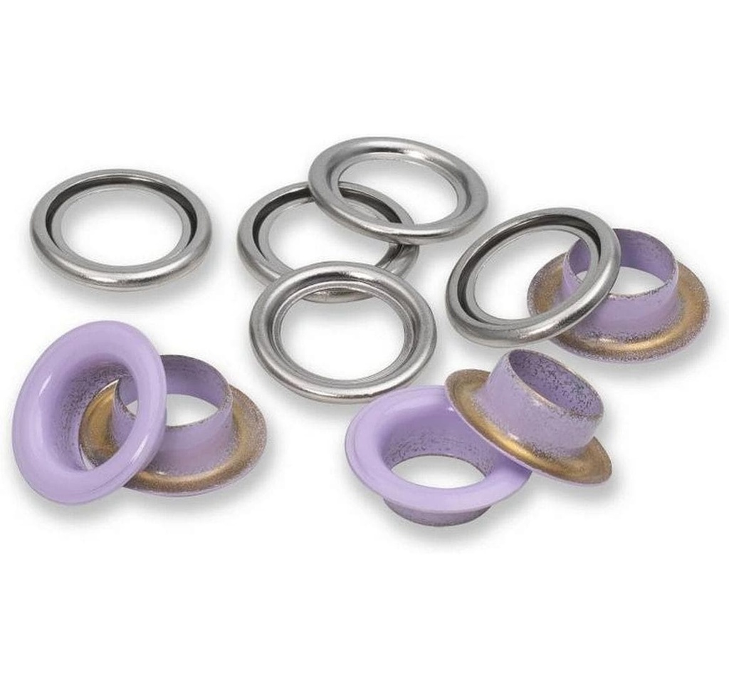 Prym Œillets avec disques 20 pièces, lilas-argent