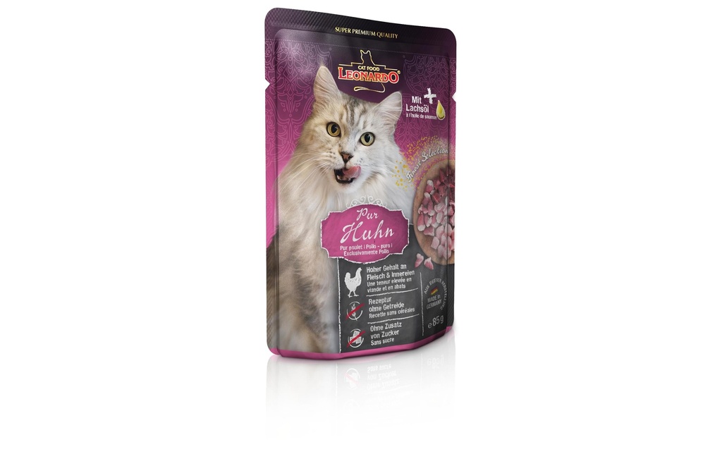 Leonardo Cat Food Alimentation humide Poulet pur, 85 g