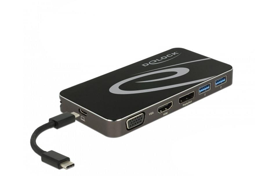 Delock Station d'accueil USB Typ-C – HDMI/DP/VGA/USB-Hub/PD