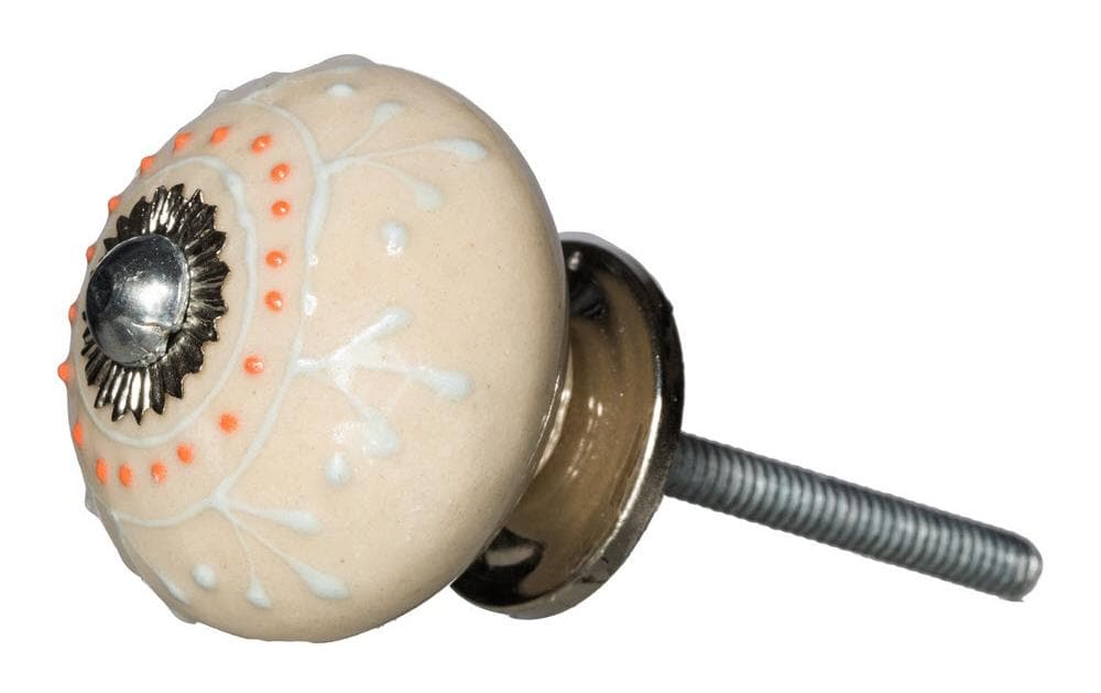 Tranquillo Poignée de meuble fait main, Ø 4 cm, Beige/Argent