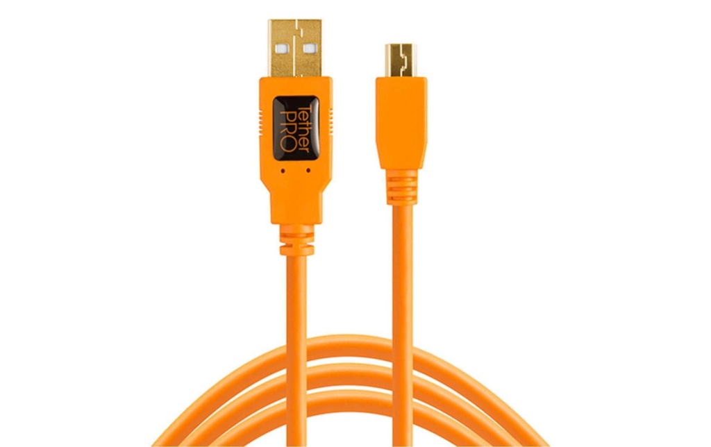 Tether Tools Câble TetherPro USB 2.0 A / Mini B 5 Pin 4.6 mètres - orange