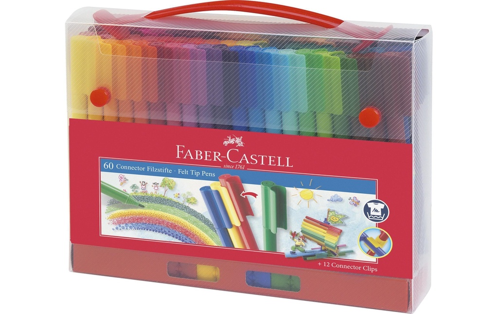 Faber-Castell Crayon feutre Connecteur dans la valise 60 pièces
