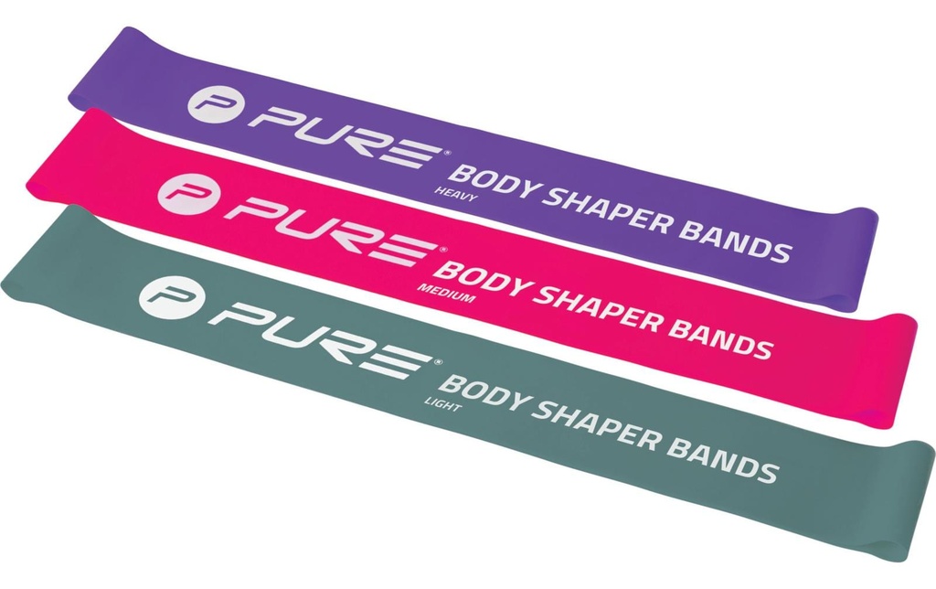 FTM Bande élastique de musculation Lot de 3, léger à fort, violet/rose/gris