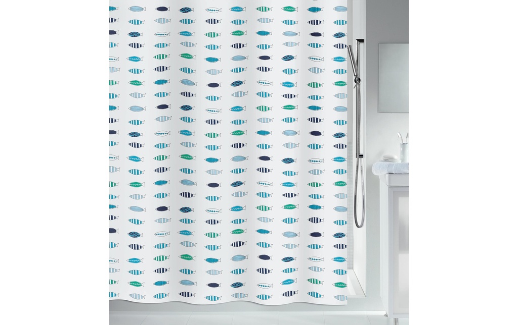 spirella Rideau de douche Santorini 180 x 200 cm, Bleu/Vert