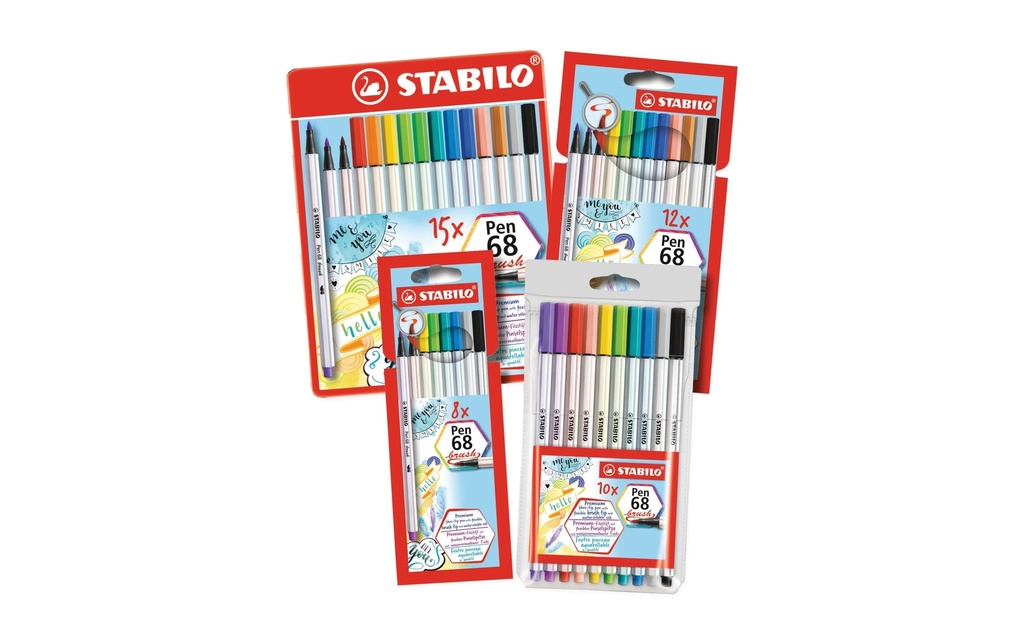 STABILO Feutres de coloriage Pen 68 brush Étui plastique de 10 pièces
