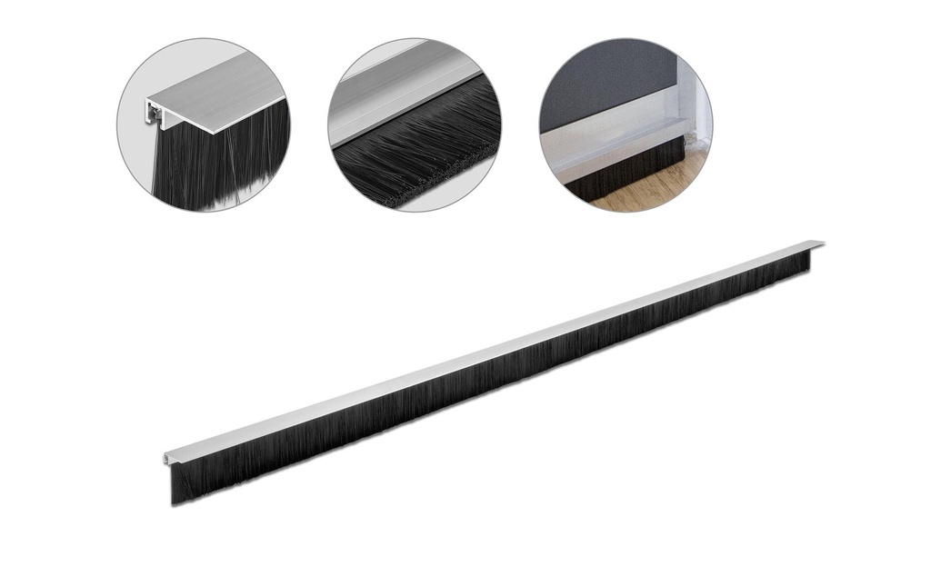 Delock Rail d'étanchéité de porte Profilé en aluminium Angulaire, 1 m x 40 mm