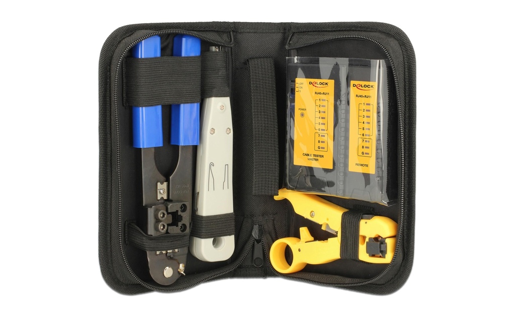 Delock Outil de réseautage Kit d'outils réseau avec testeur de câbles