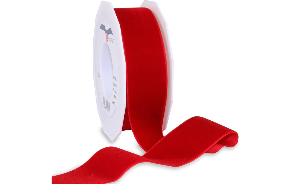 Pattberg Ruban cadeau Velours 40 mm x 10 m, Rouge