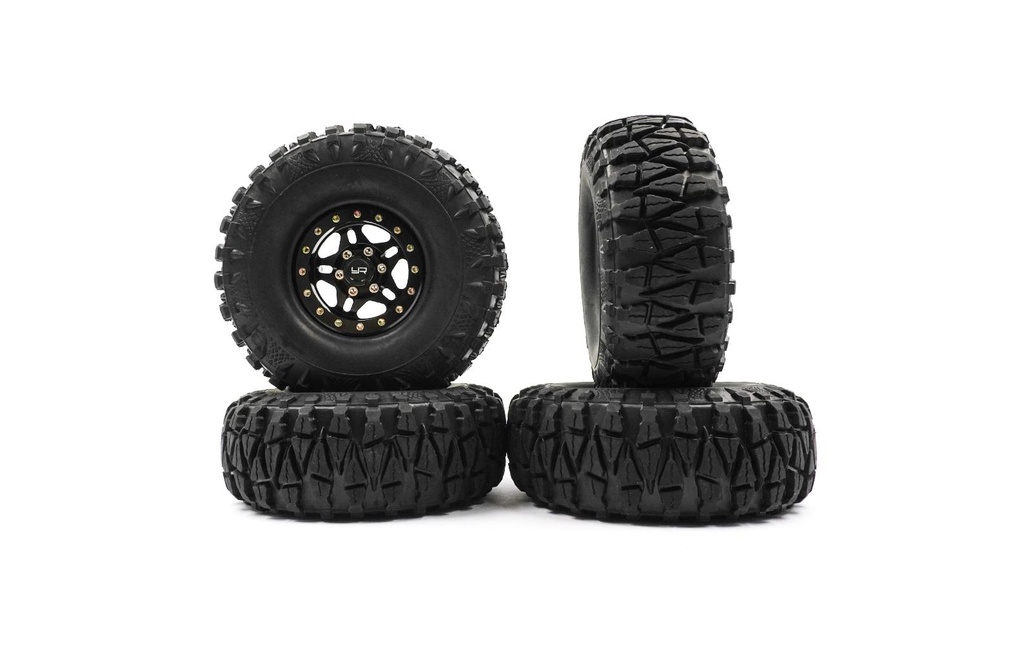 Yeah Racing Roues complètes 1.9 Alu CNC 5 branches Beadlock 1:10, 4 pièces