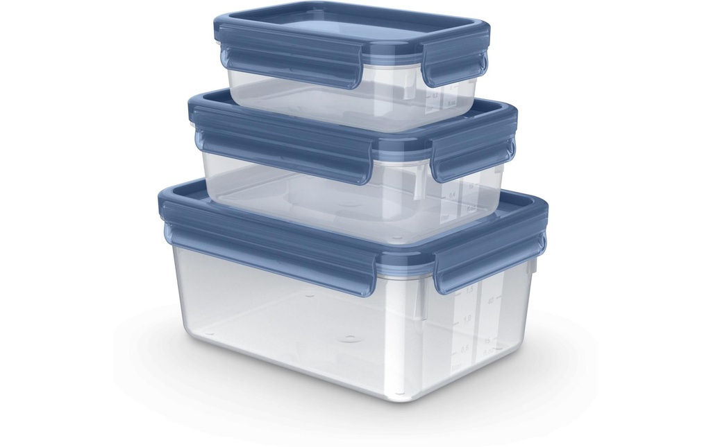Emsa Récipients à provisions Clip & Close Eco En 3 parties, Bleu/Transparent
