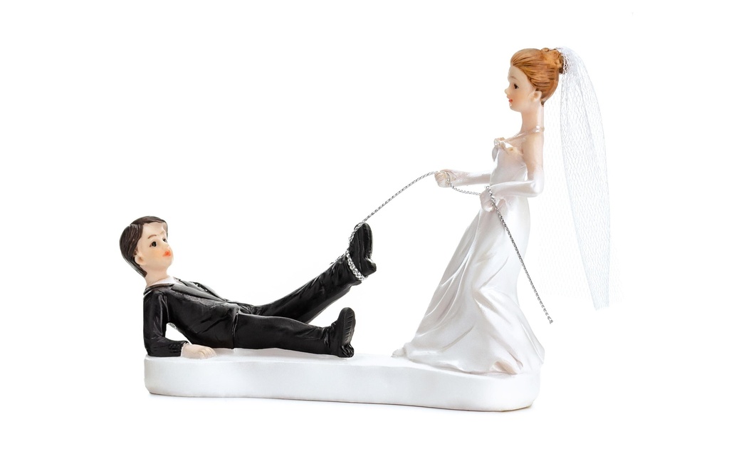 Partydeco Topper pour gâteau Figure Corde de mariée et de marié blanc/noir