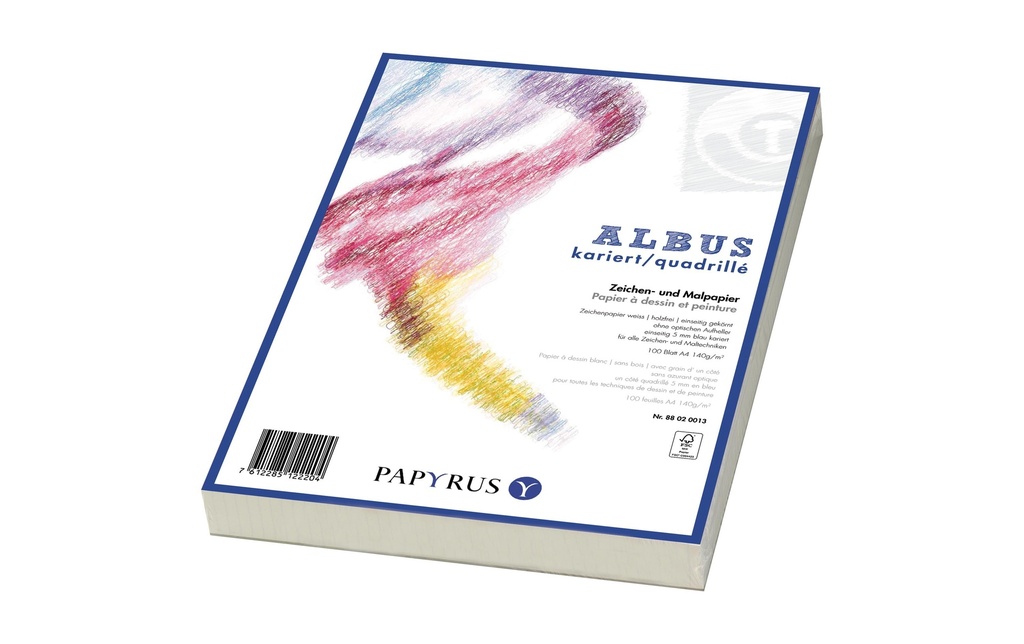 Papyrus Papier à dessin Albus A4, Quadrillé, 160 g/m², 100 feuilles