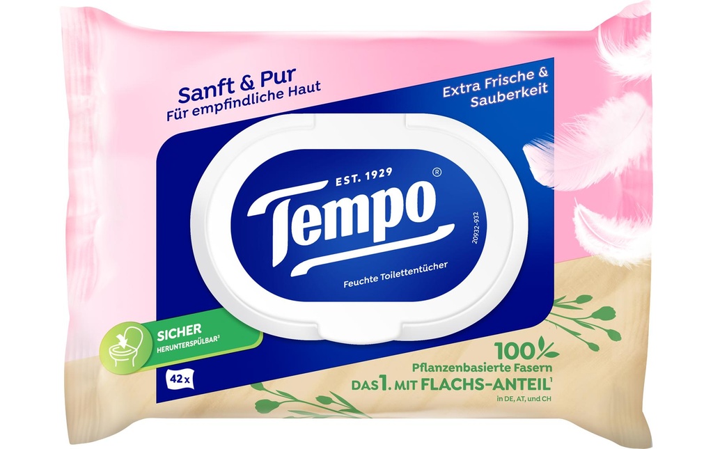 Tempo Lingettes humides sanft & pure sans parfum 42 pièces