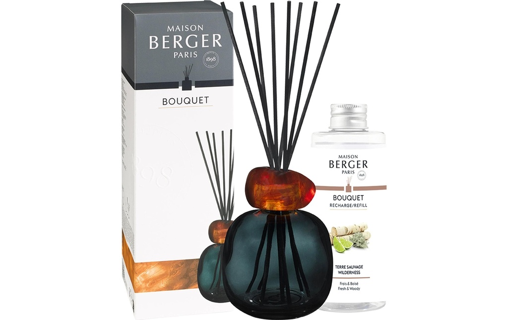 Maison Berger Bâtonnets parfumés Minéral + 180 ml Terre Sauvage, Noir