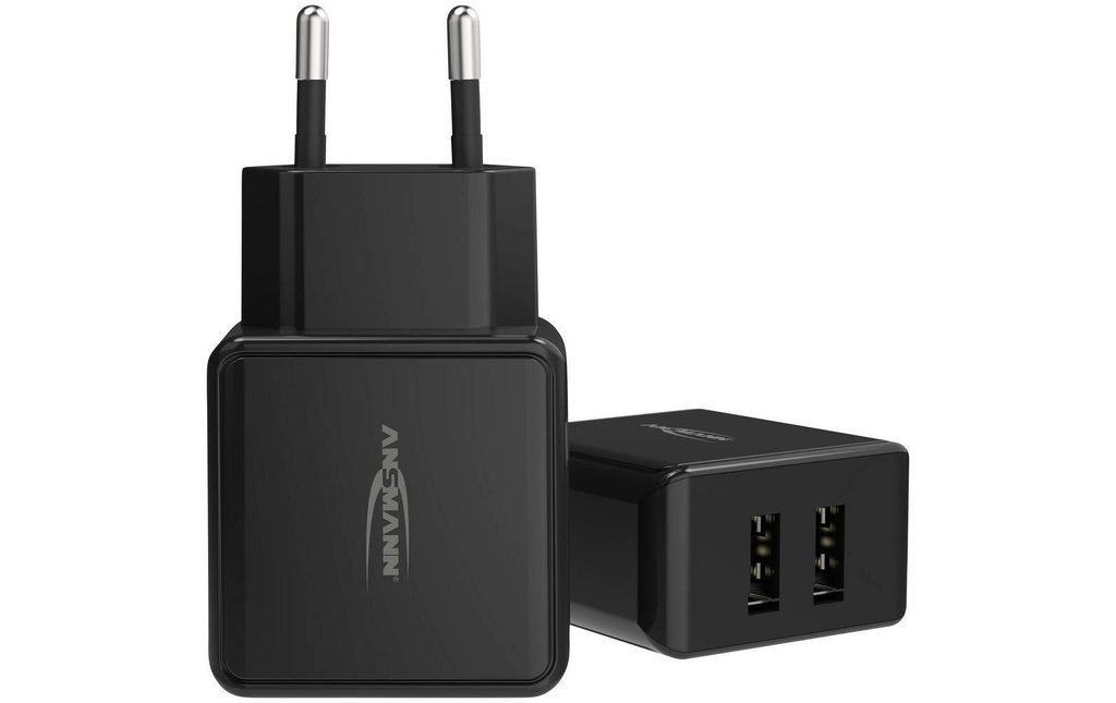 Ansmann Chargeur mural USB Chargeur domestique HC212, 12W, 2x USB, noir