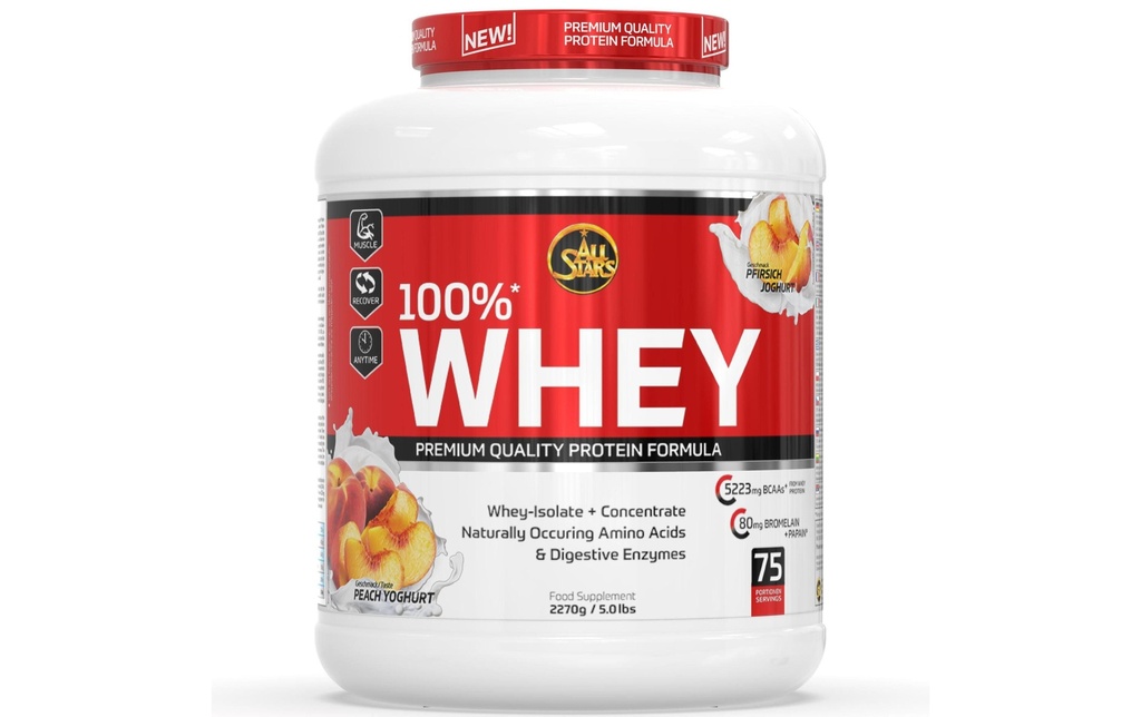 All Stars Poudre Whey Protein 100% Yaourt aux pêches 2270 g