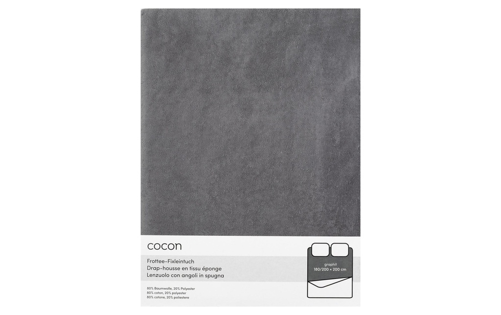 COCON Drap-housse Tissu éponge 180-200 x 200 cm, Graphite