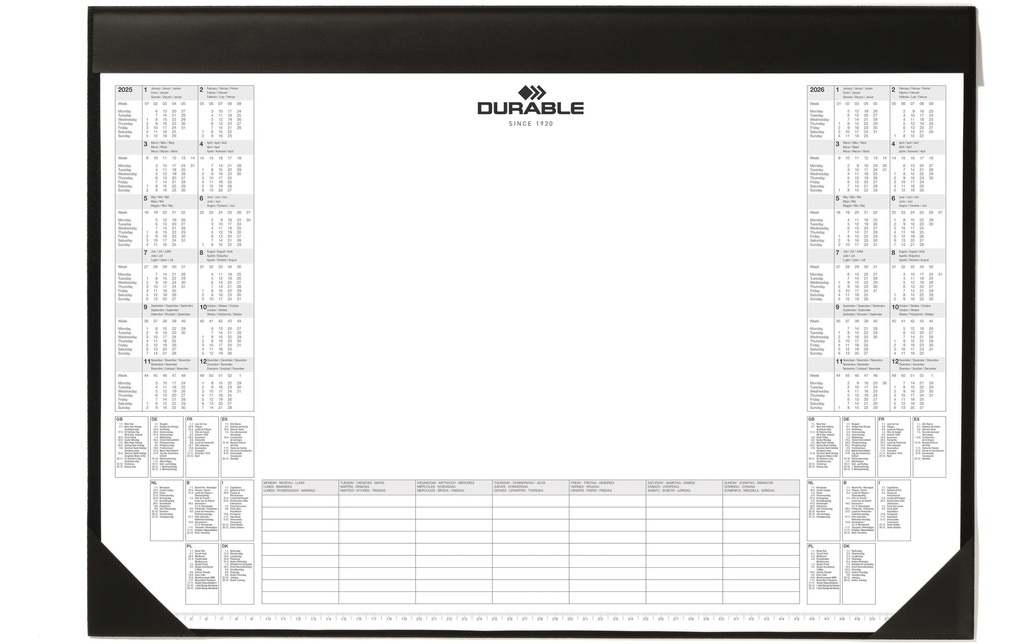 DURABLE Sous-main 590 x 420 mm avec calendrier et planificateur