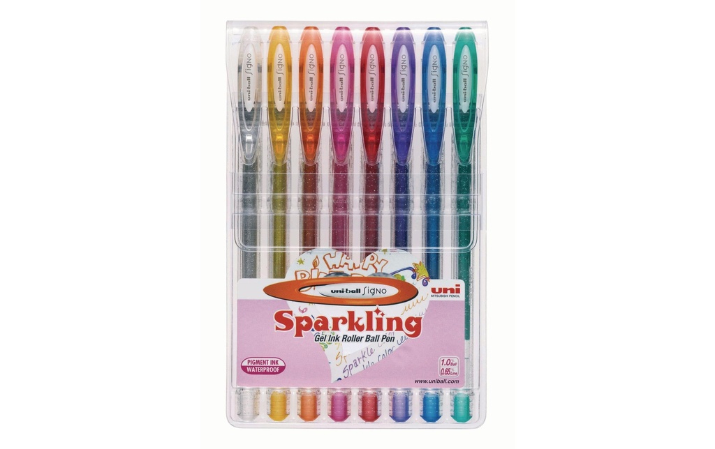 Uni Stylo à encre gel Uniball Signo Gel-Ink Sparkling 1 mm, 8 pièces