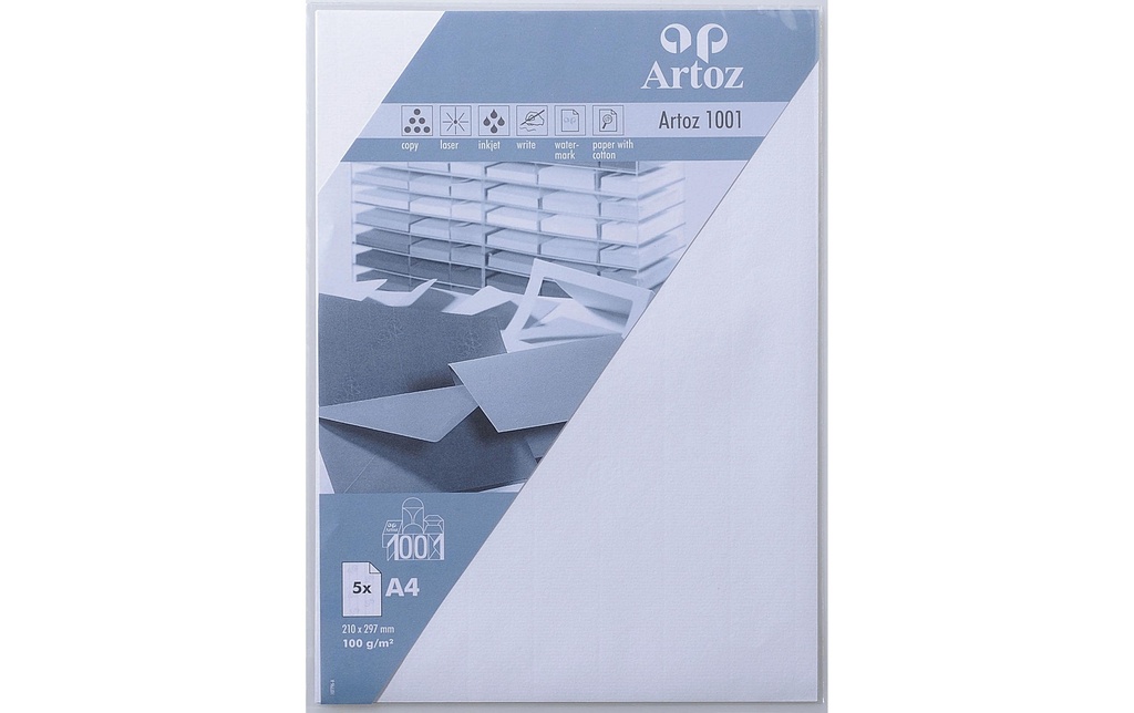 Artoz Papier à lettres 1001 A4 100 g/m² Blanc, 5 feuilles