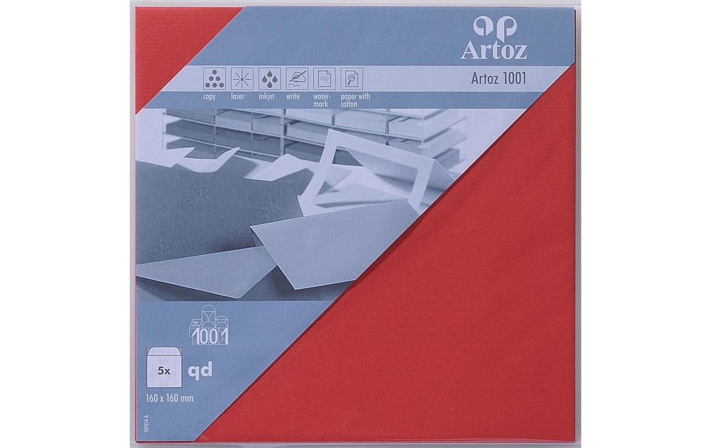 Artoz Enveloppe 1001, 16 x 16 cm, 5 Pièce/s, Rouge