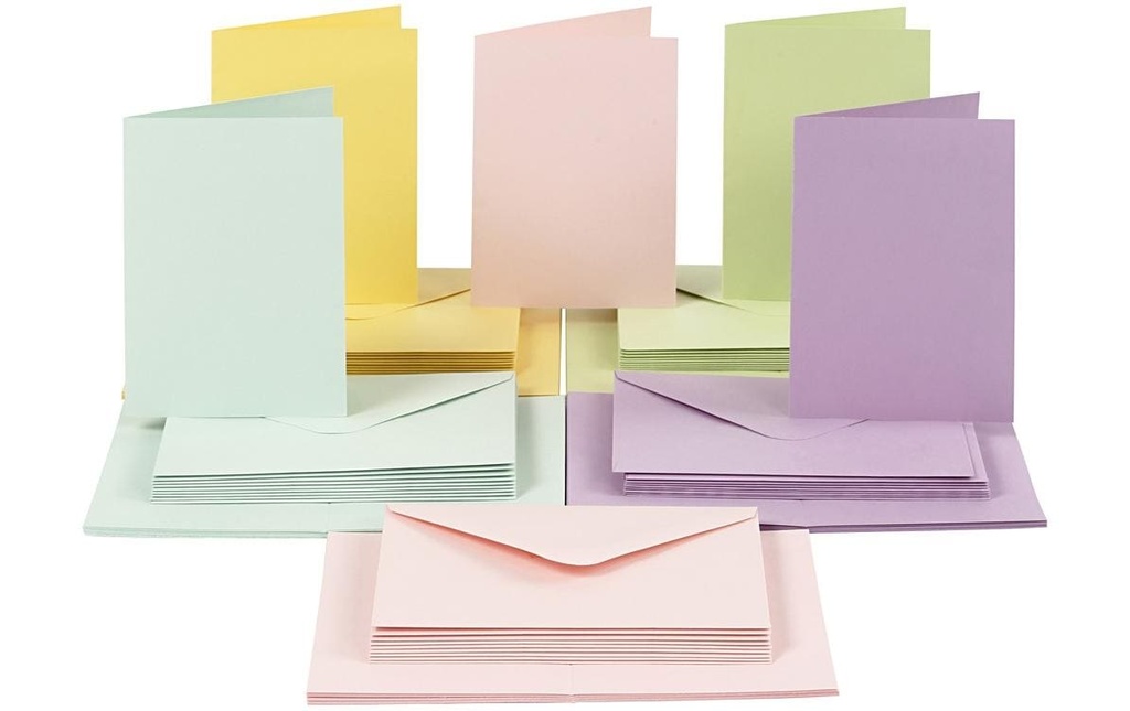 Creativ Company Carte vierge et enveloppe 10.5 x 15 cm, 50 pièces, pastel