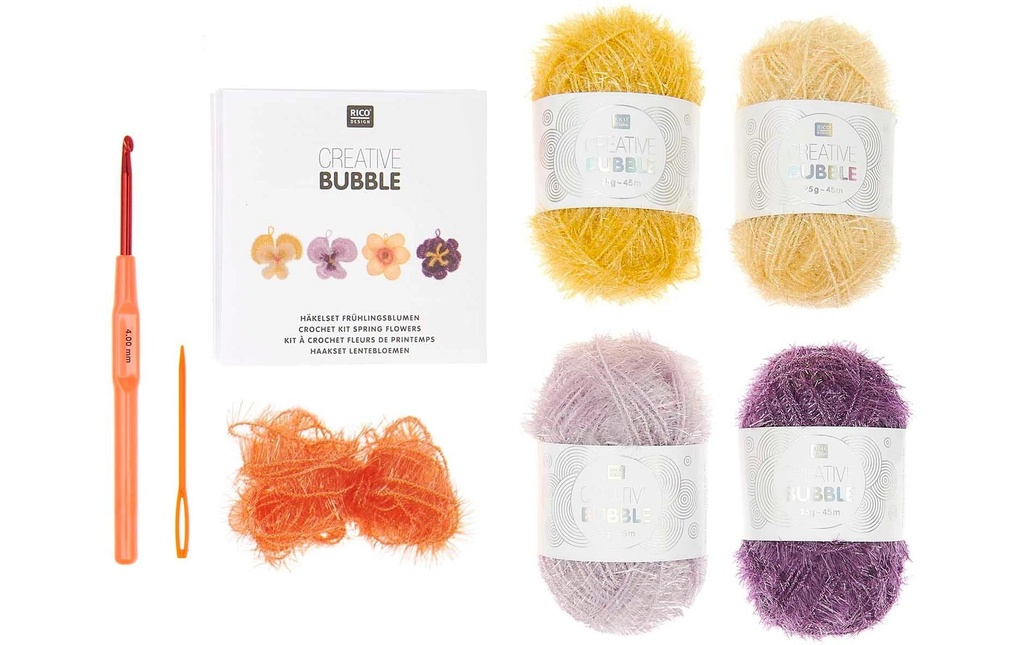 Rico Design Kit de crochet Bubble 6 pièces, fleurs de printemps