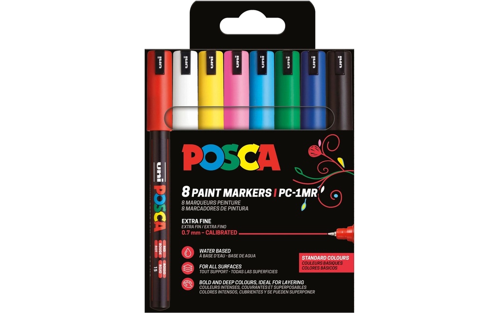 UNI POSCA Fineliner Posco 0.7 étui de 8 (8 pces)