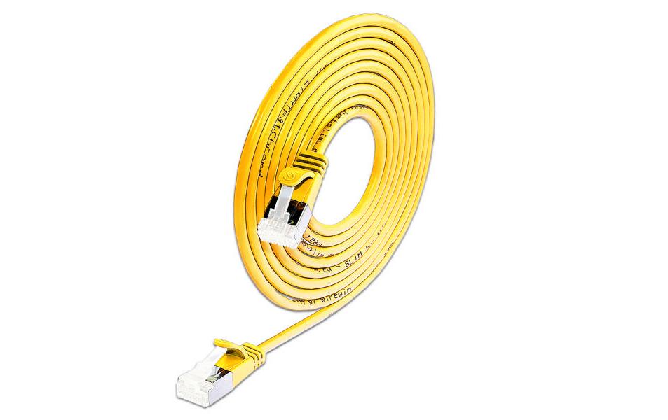 SLIM Câble patch slim RJ-45 - RJ-45, Cat 6A, U/FTP, 5 m, Jaune