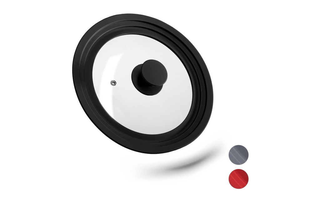 relaxdays Couvercle de casserole avec bord en silicone pour Ø 20-24 cm, noir