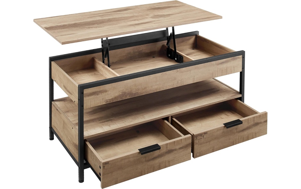 VASAGLE Table basse 100/113.5 x 48 cm/61 cm/63 cm, Brun