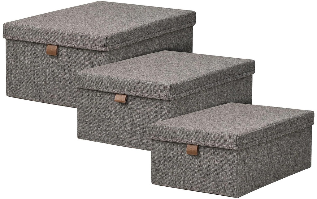 House Nordic Boîte de rangement Noto Lot de 3, gris foncé