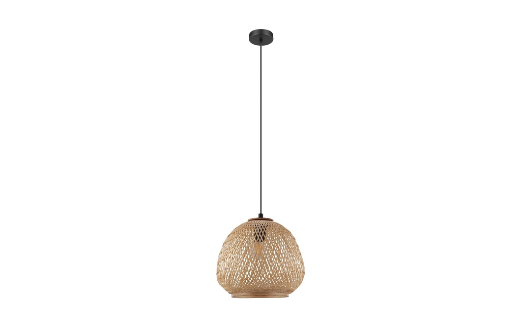EGLO Leuchten Lampe suspendue DEMBLEBY 1x E27, Noir/Nature