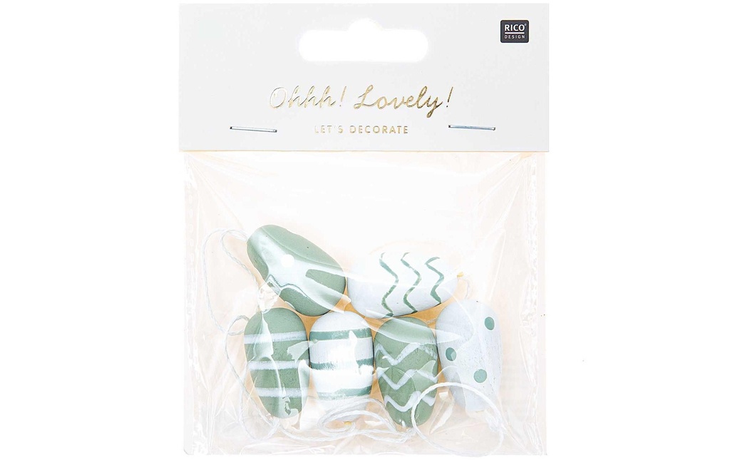 Rico Design Cintre Œuf de Pâques 6 Pièce/s, Blanc/Menthe